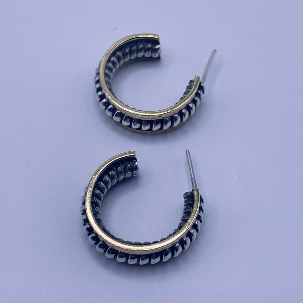 Silpada Vintage Sterling Silver & Brass Braided Hoop on Post Earrings - Picture 11 of 15